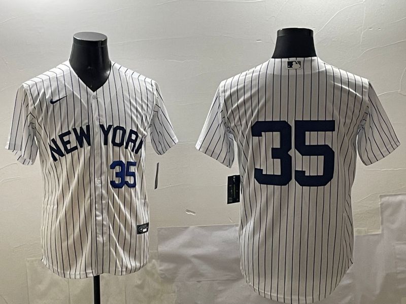 Men New York Yankees #35 No Name White Stripe Game 2025 Nike MLB Jersey style 3162->new york yankees->MLB Jersey